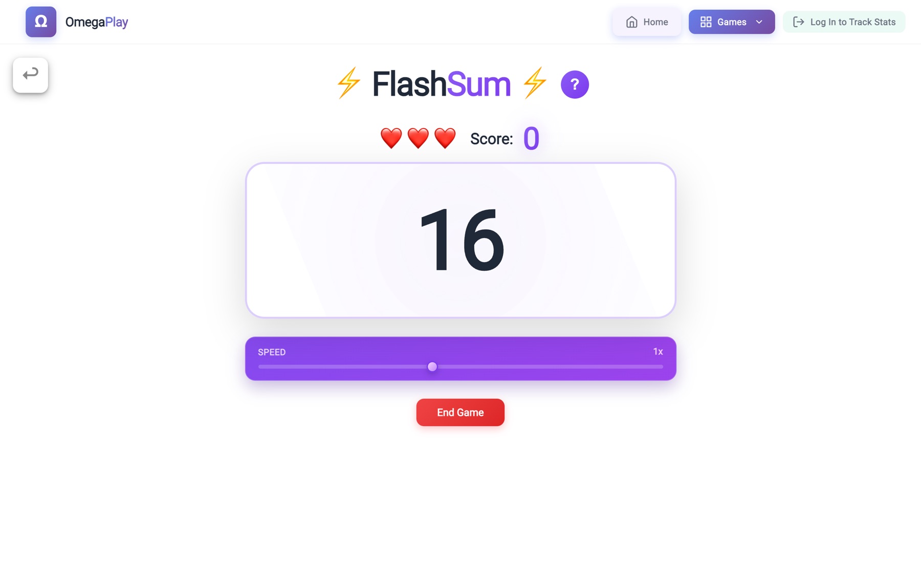FlashSum: the number 16 flashing on screen