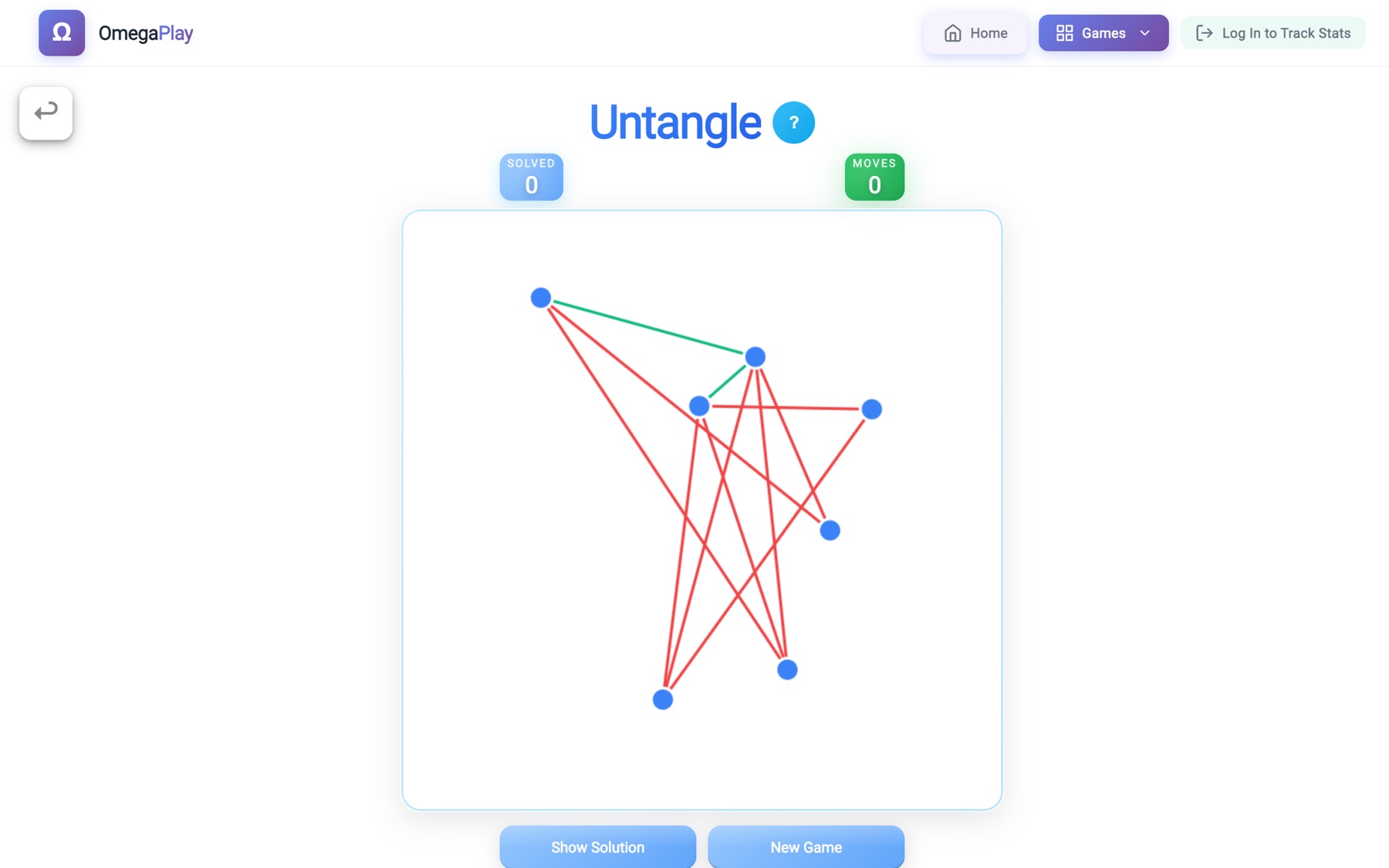 Untangle: a graph whose crossing edges are red
